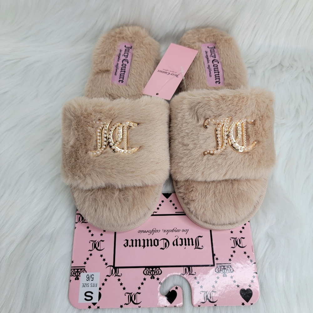 Juicy Couture Faux Fur Slides Slippers. - Picture 3 of 5